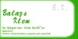 balazs klem business card